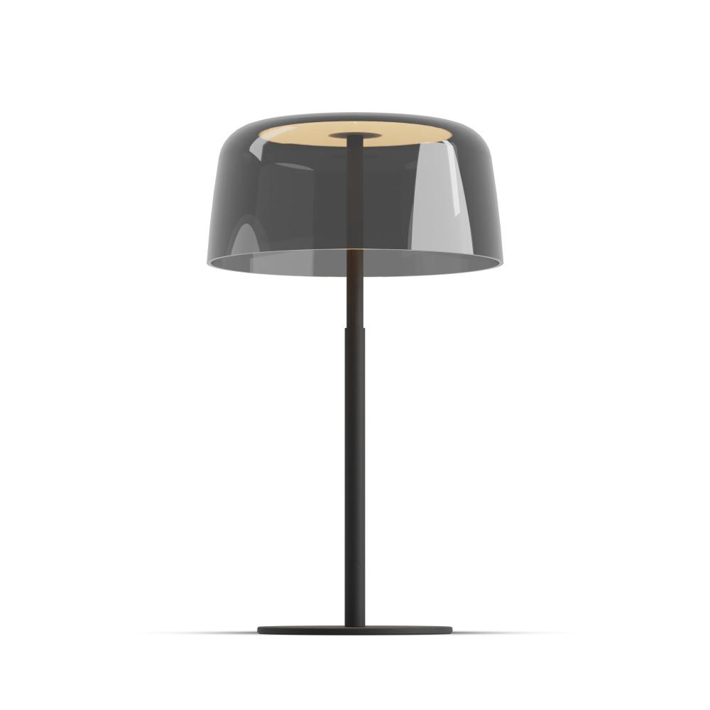 Koncept Lighting YUT-SW-MTB+SDGY Yurei Table Lamp (Matte Black) with 14" Acrylic Shade, Dark Gray
